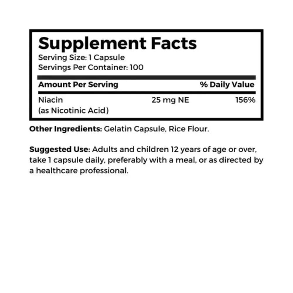 Dr Clark Store etiqueta nutricional legible con datos de niacina