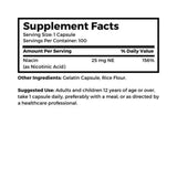 Dr Clark Store etiqueta nutricional legible con datos de niacina