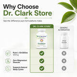 Dr Clark etiqueta con información nutricional y pureza clara
