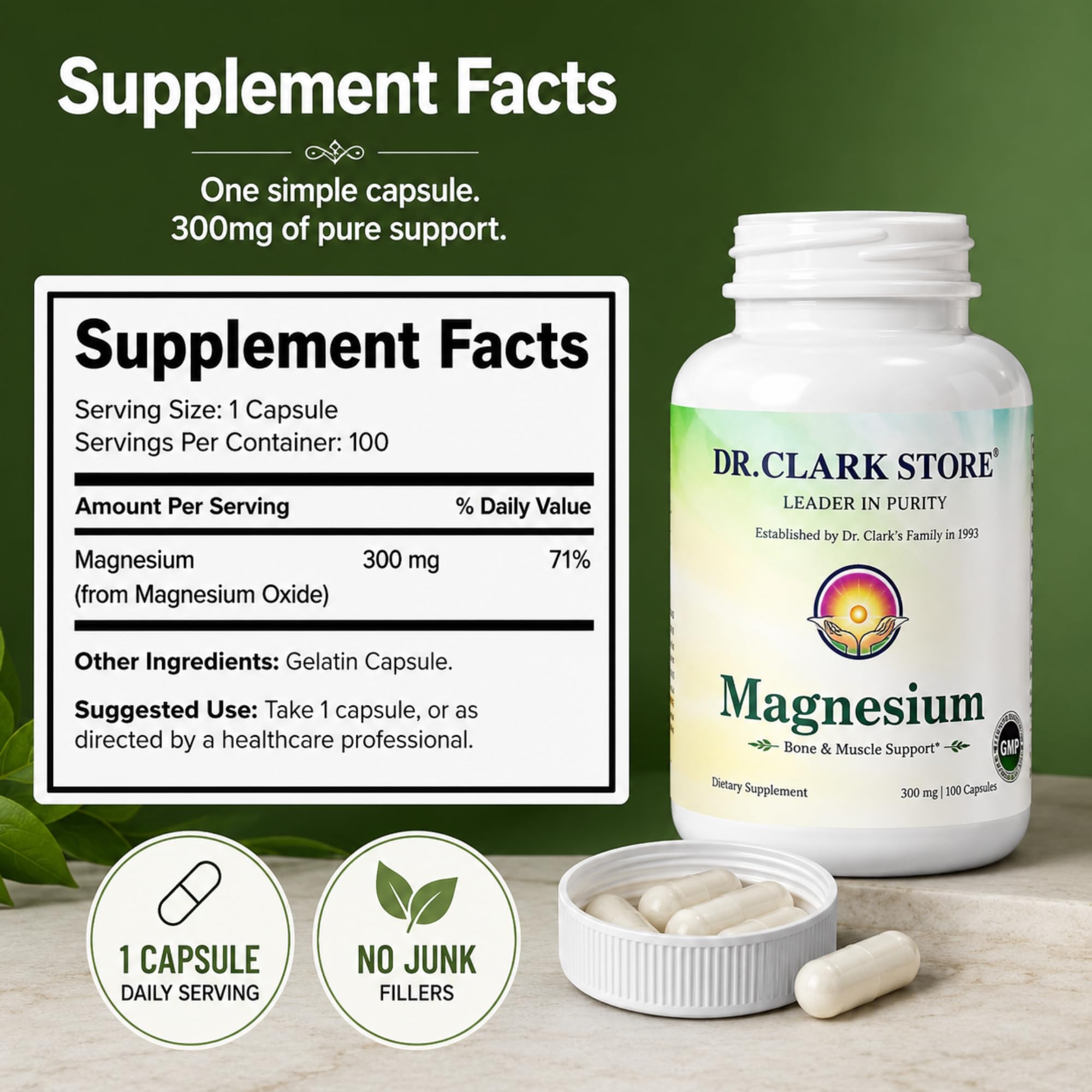 Dr Clark Store empaque con folleto explicativo y tabla nutricional