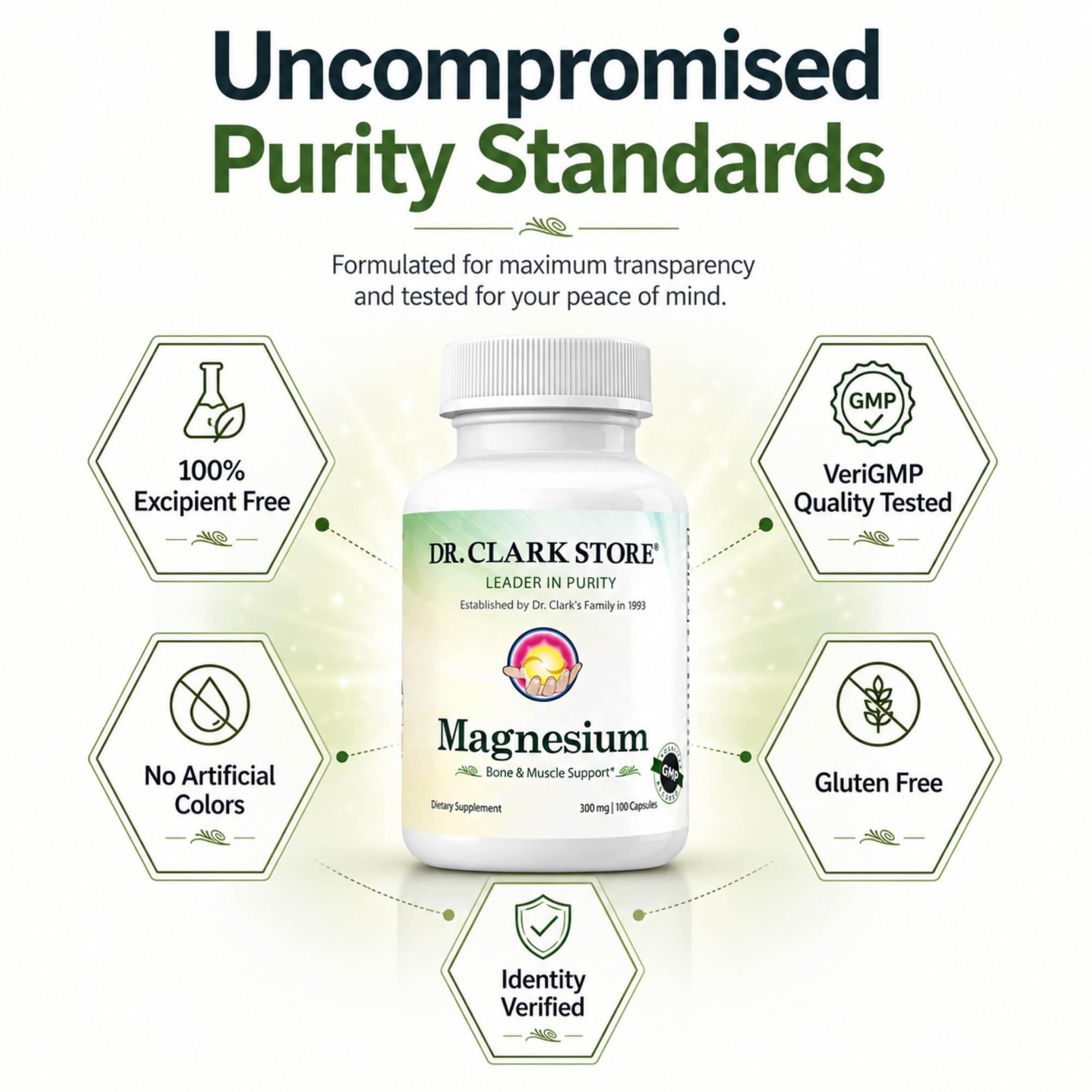 Dr Clark Store etiqueta informativa con ingredientes y pureza