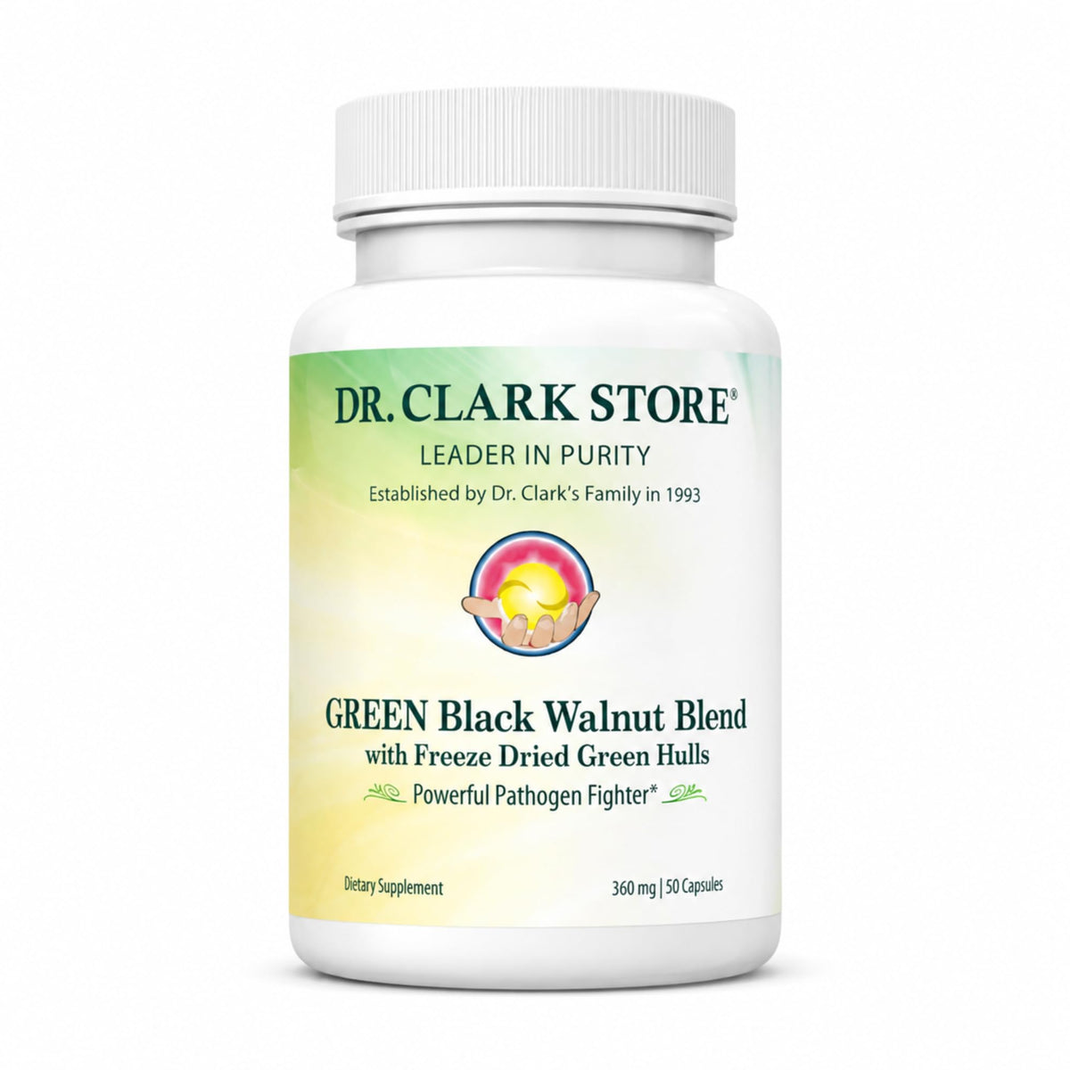 Dr Clark Store frasco frontal mostrando etiqueta clara y beneficios
