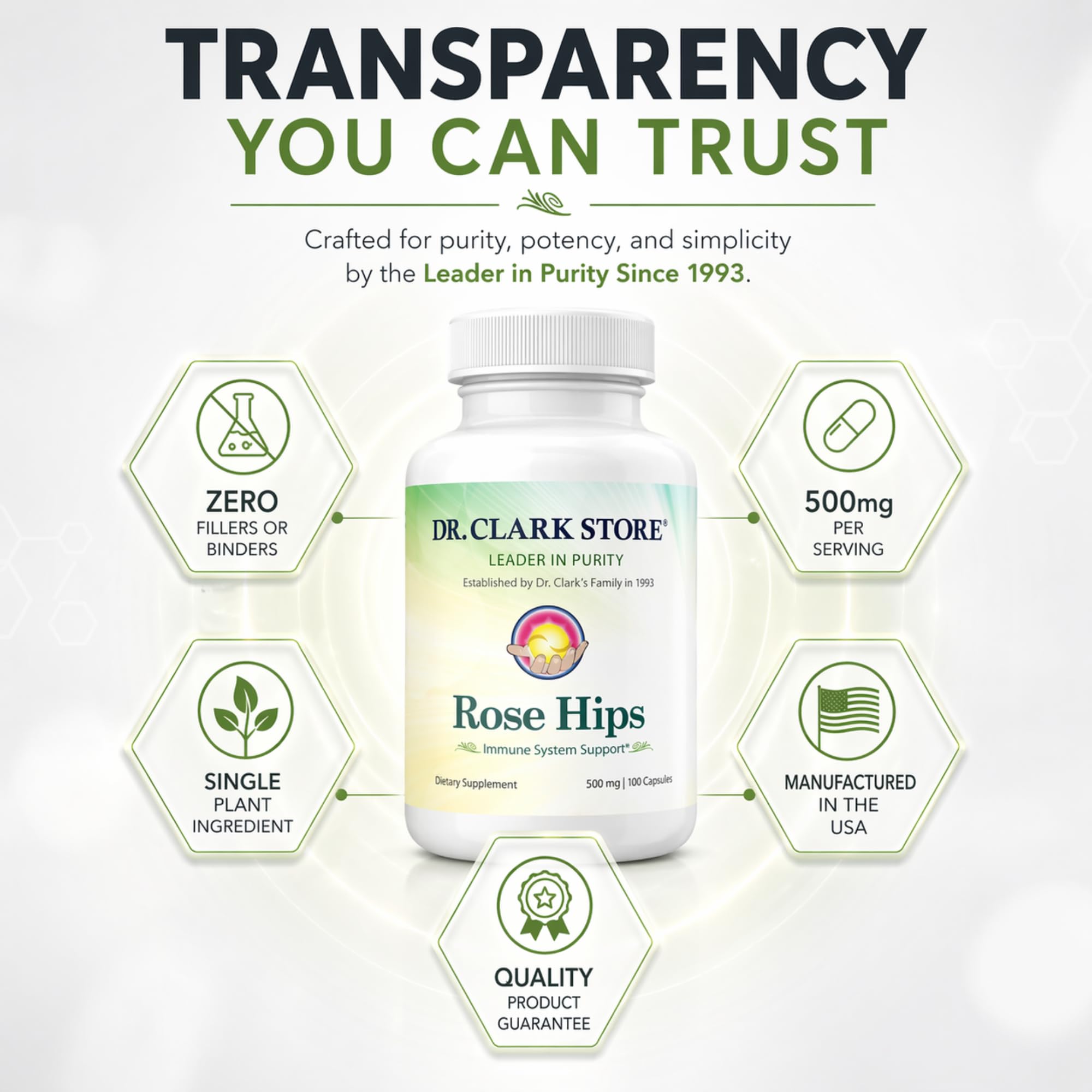 Dr Clark Store etiqueta de ingredientes destacando vitamina C natural