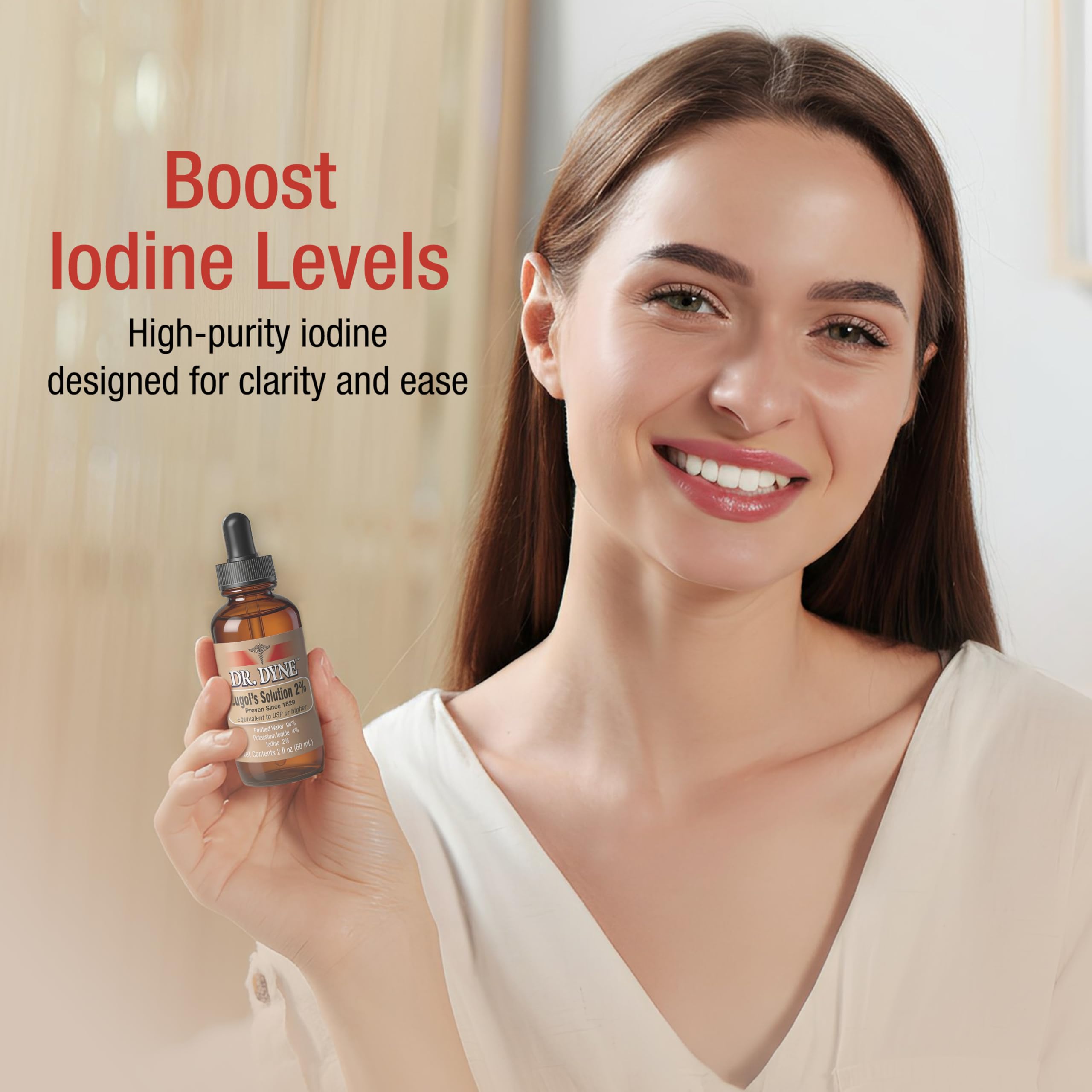 Dr. Dyne botella de 60 ml junto a una regla para ver escala