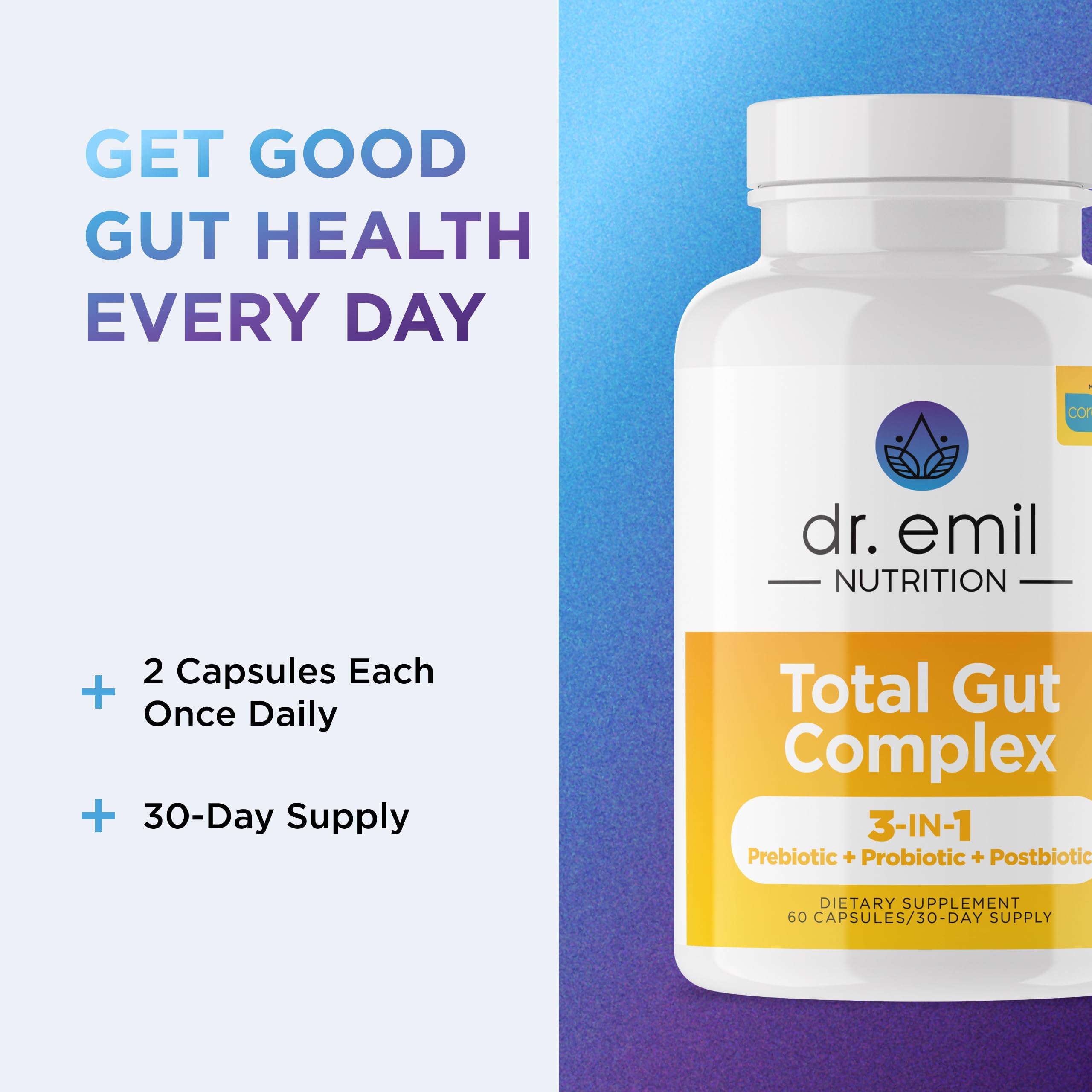 DR. EMIL NUTRITION detalle del postbiótico CoreBiome y su aporte