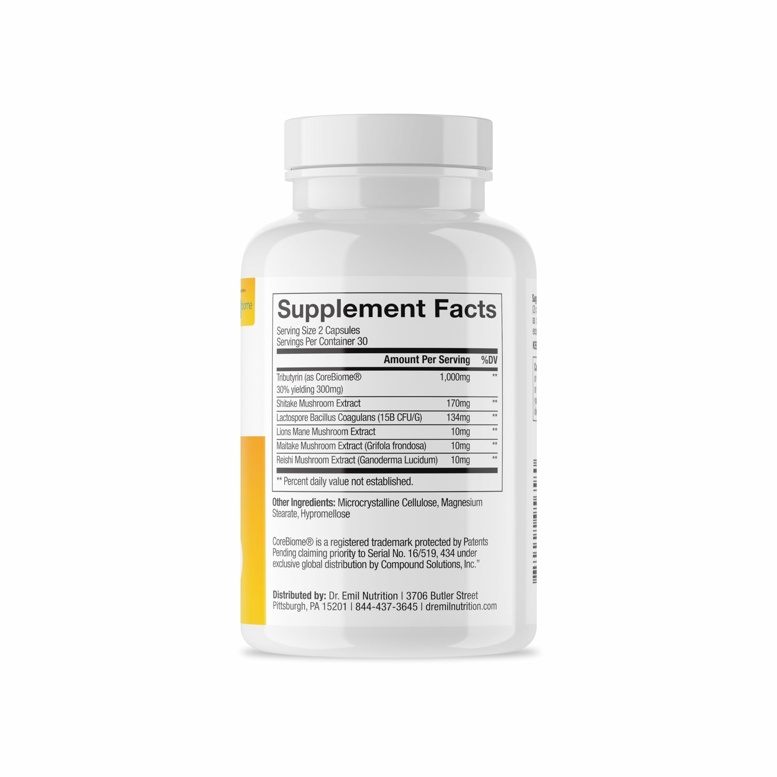 DR. EMIL NUTRITION packaging lateral con información de formulación
