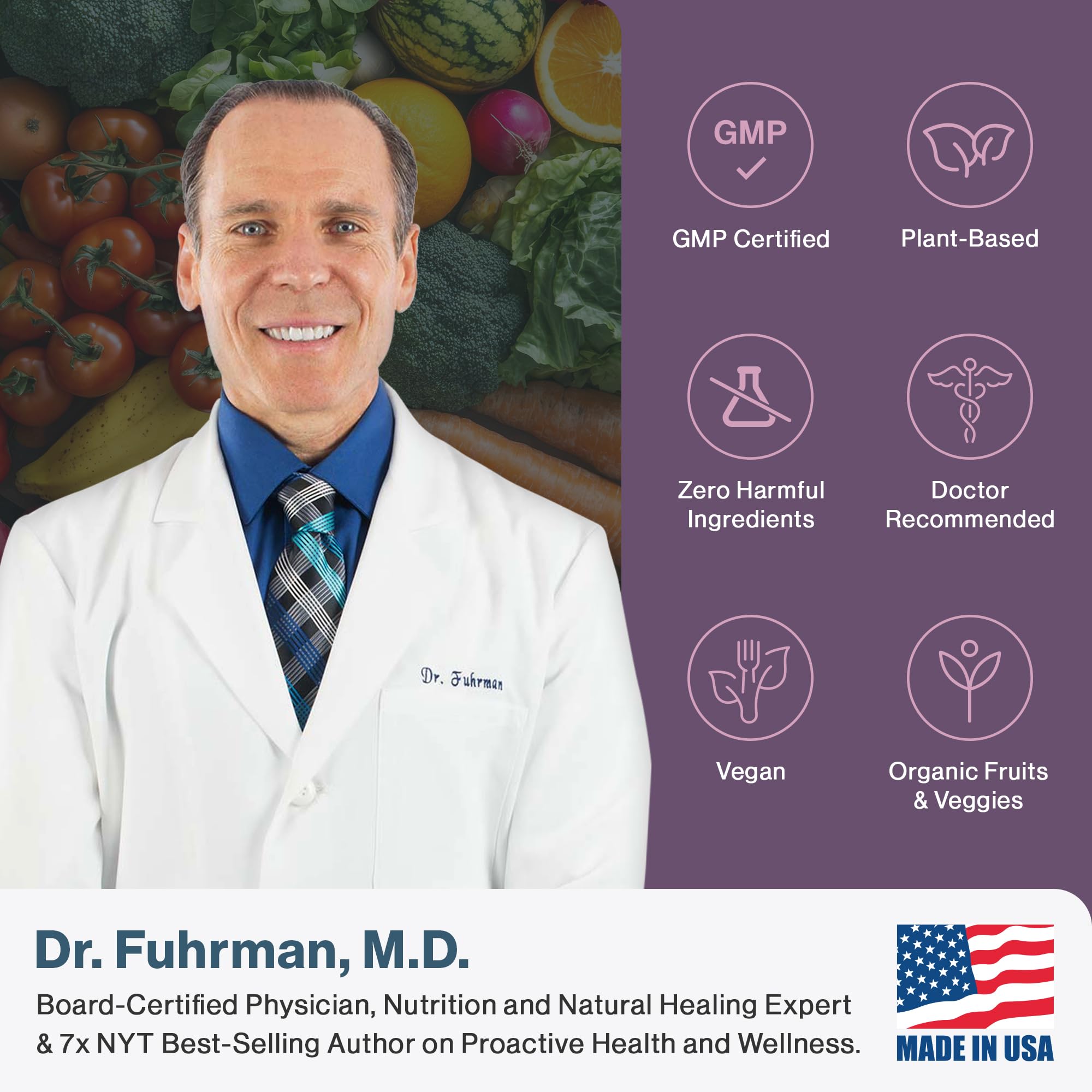 Dr. Fuhrman variedad de frutas y verduras orgánicas como fuente natural