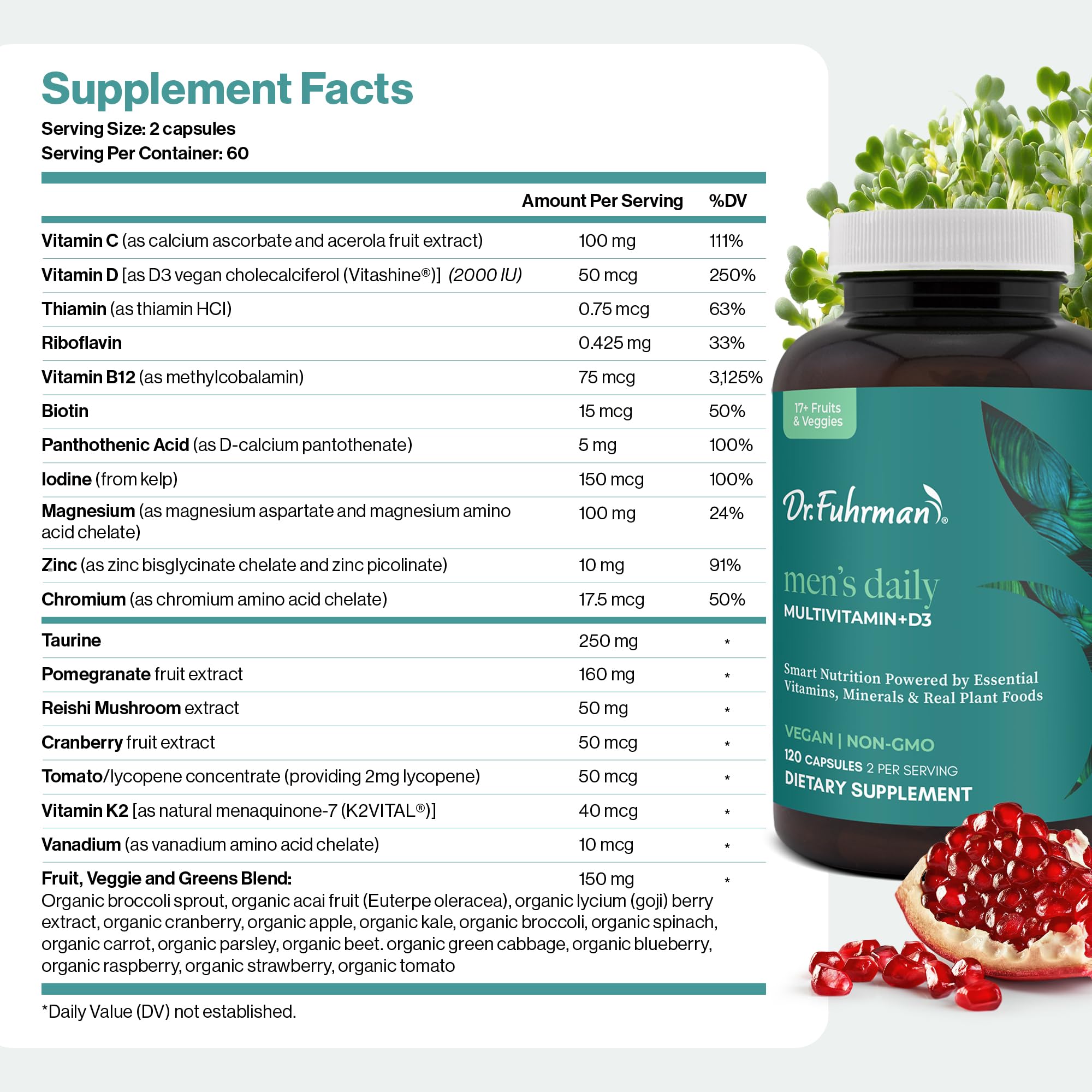 Dr. Fuhrman etiqueta con ingredientes y certificaciones visibles