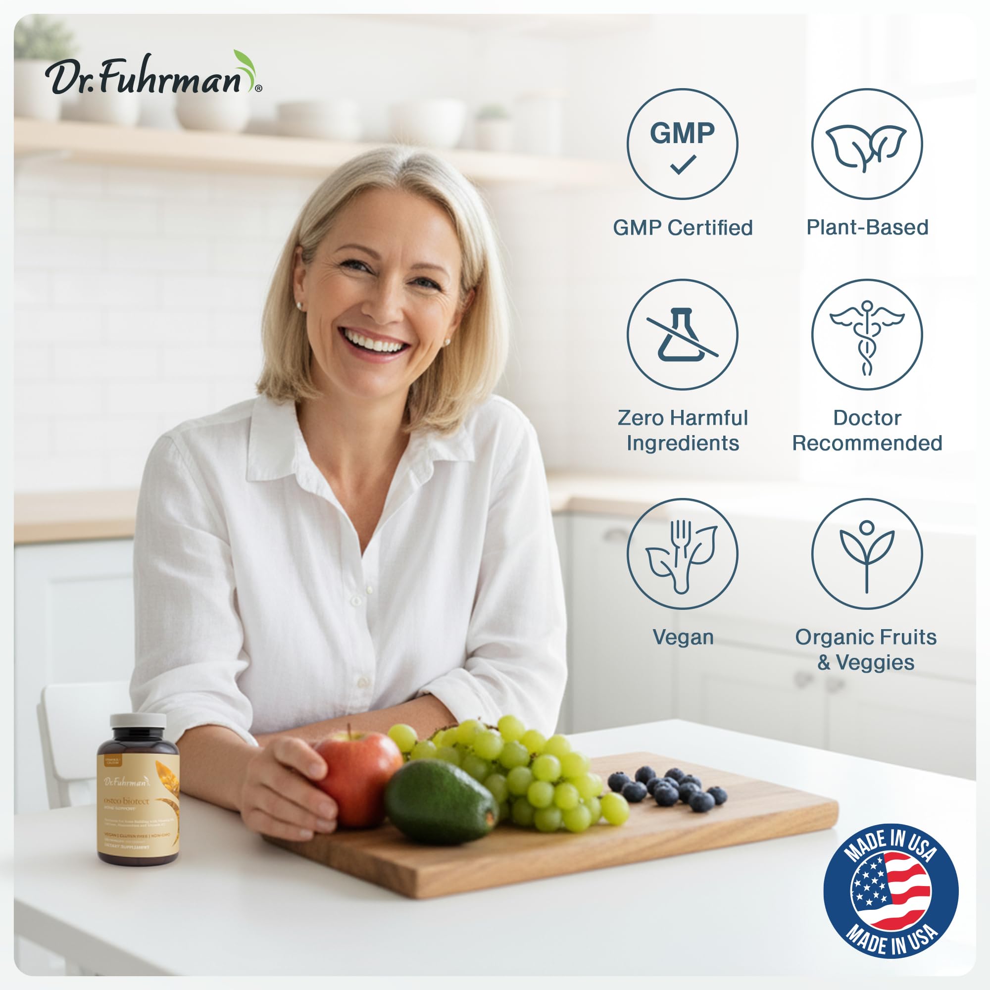 Dr. Fuhrman suplemento en encuadre de cocina natural para estilo de vida saludable