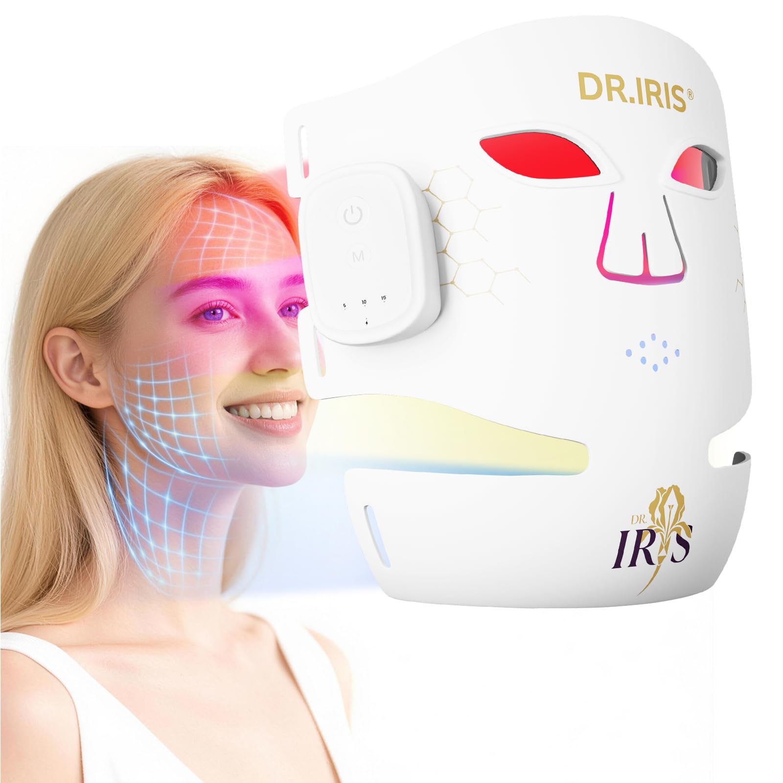 DR.IRIS máscara frontal mostrando cobertura completa, cómodo ajuste