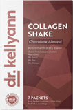 Dr. Kellyann envase frontal del batido de chocolate almendra mostrando información clave