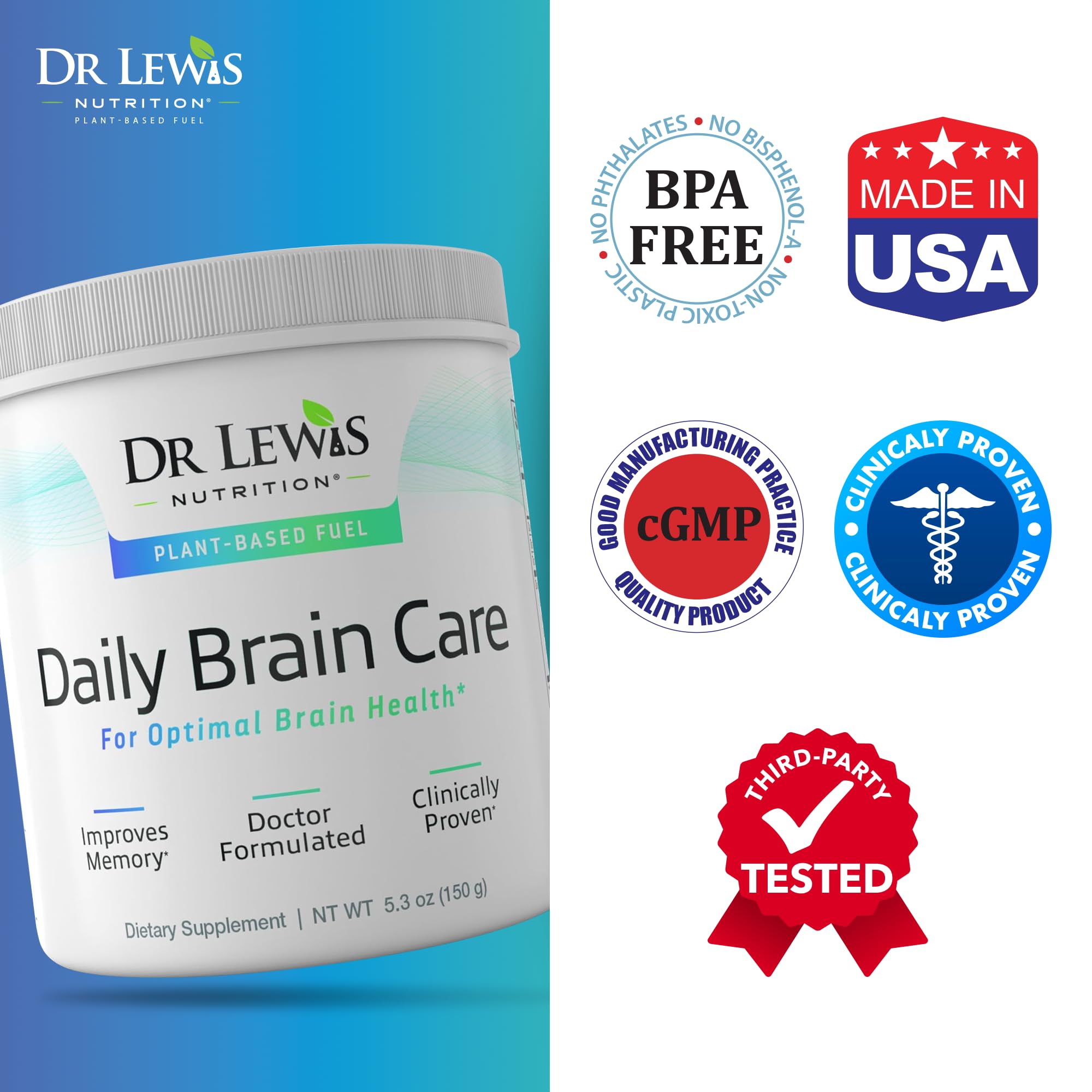 Dr Lewis envase 150 g junto a objetos para ver tamaño real