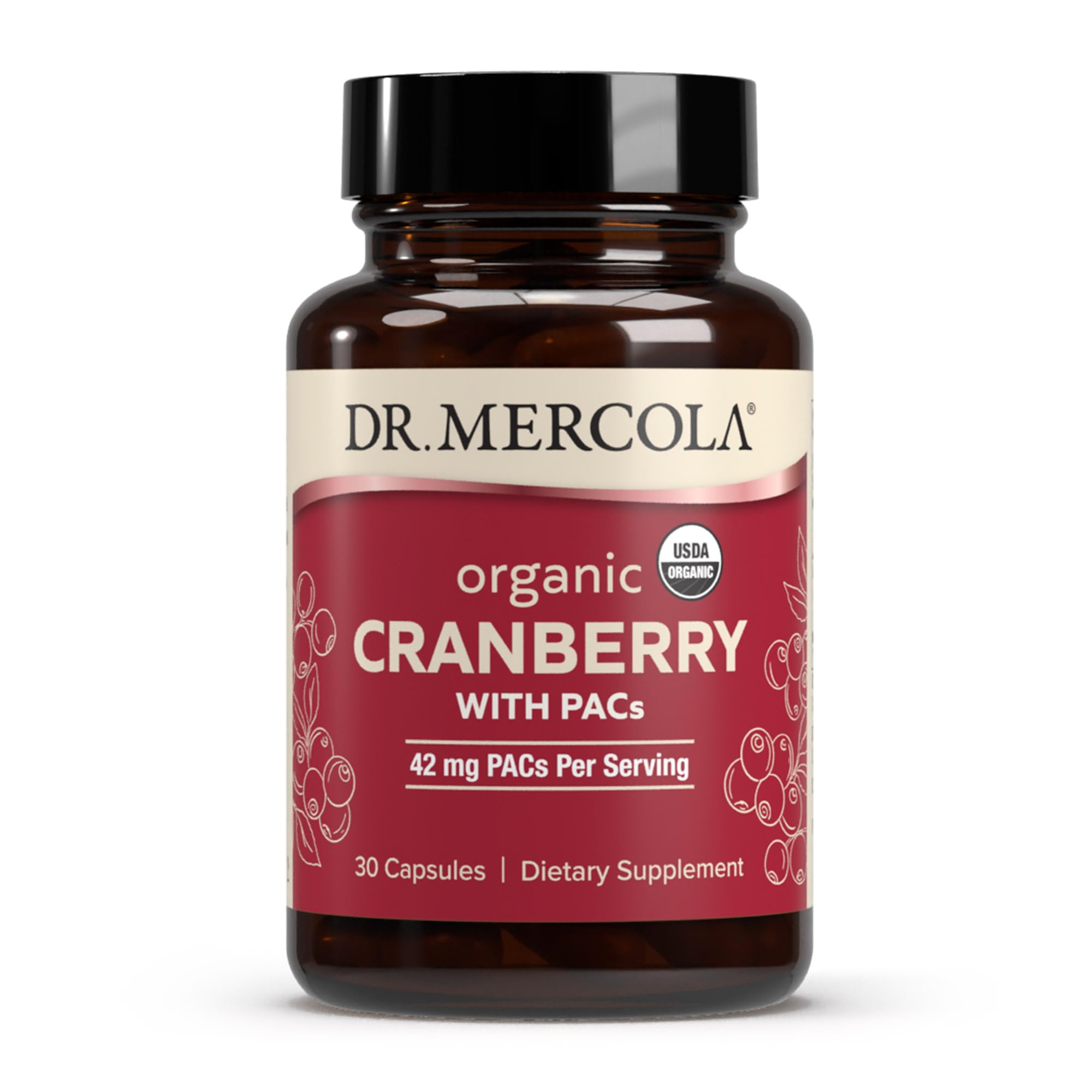 Dr. Mercola empaque frontal del arándano orgánico mostrando beneficios