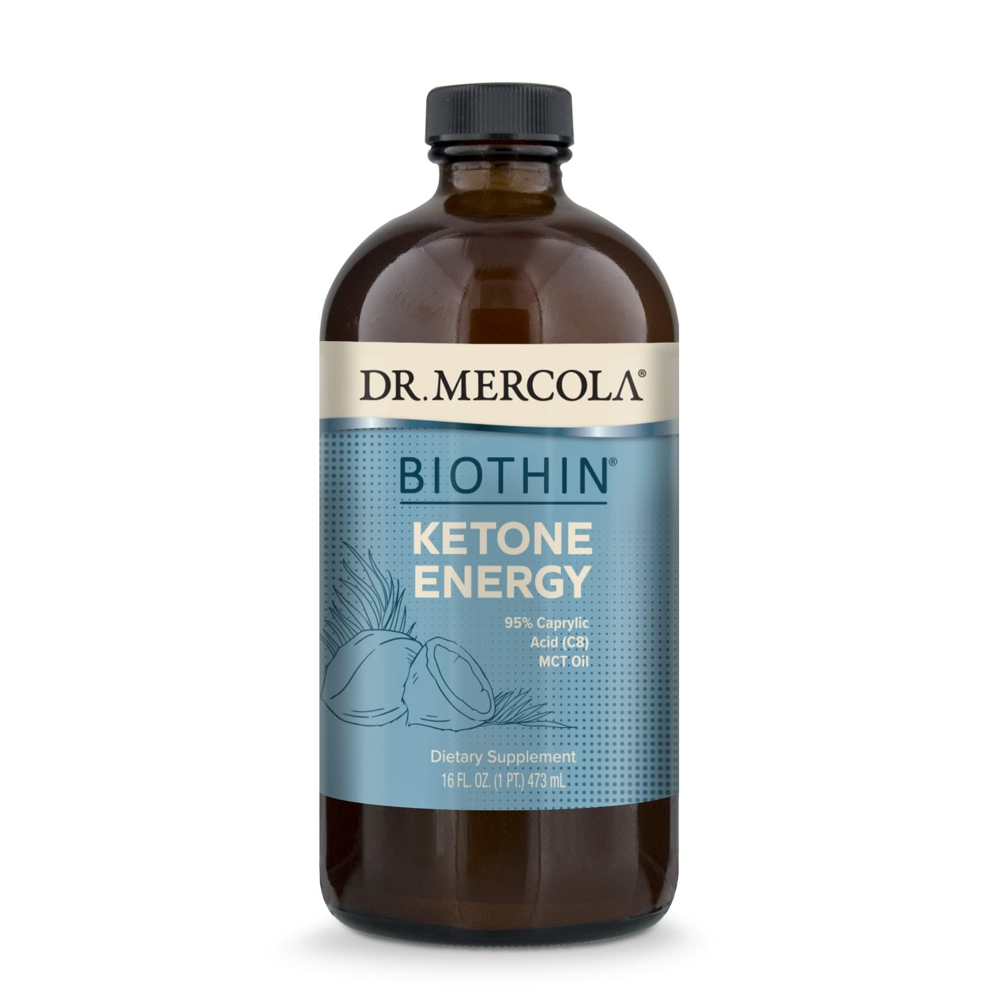 Dr. Mercola presentación frontal del frasco para identificar el producto y su pureza