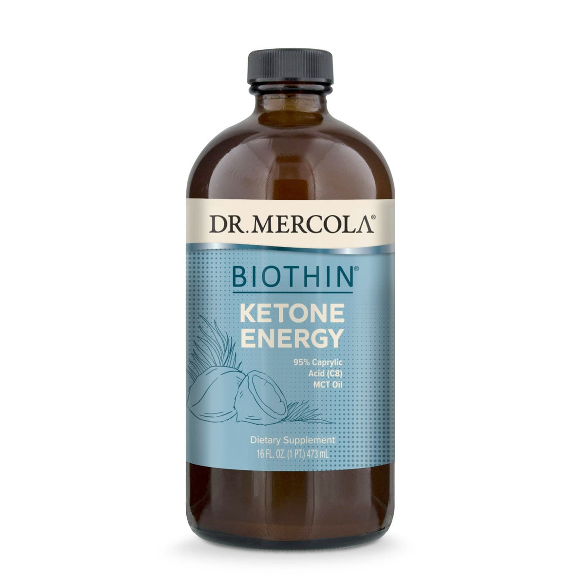 Dr. Mercola presentación frontal del frasco para identificar el producto y su pureza
