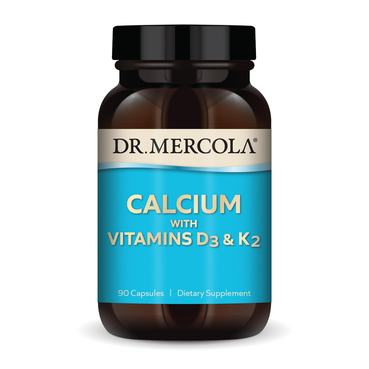 Dr. Mercola frente del empaque mostrando marca y beneficio para huesos