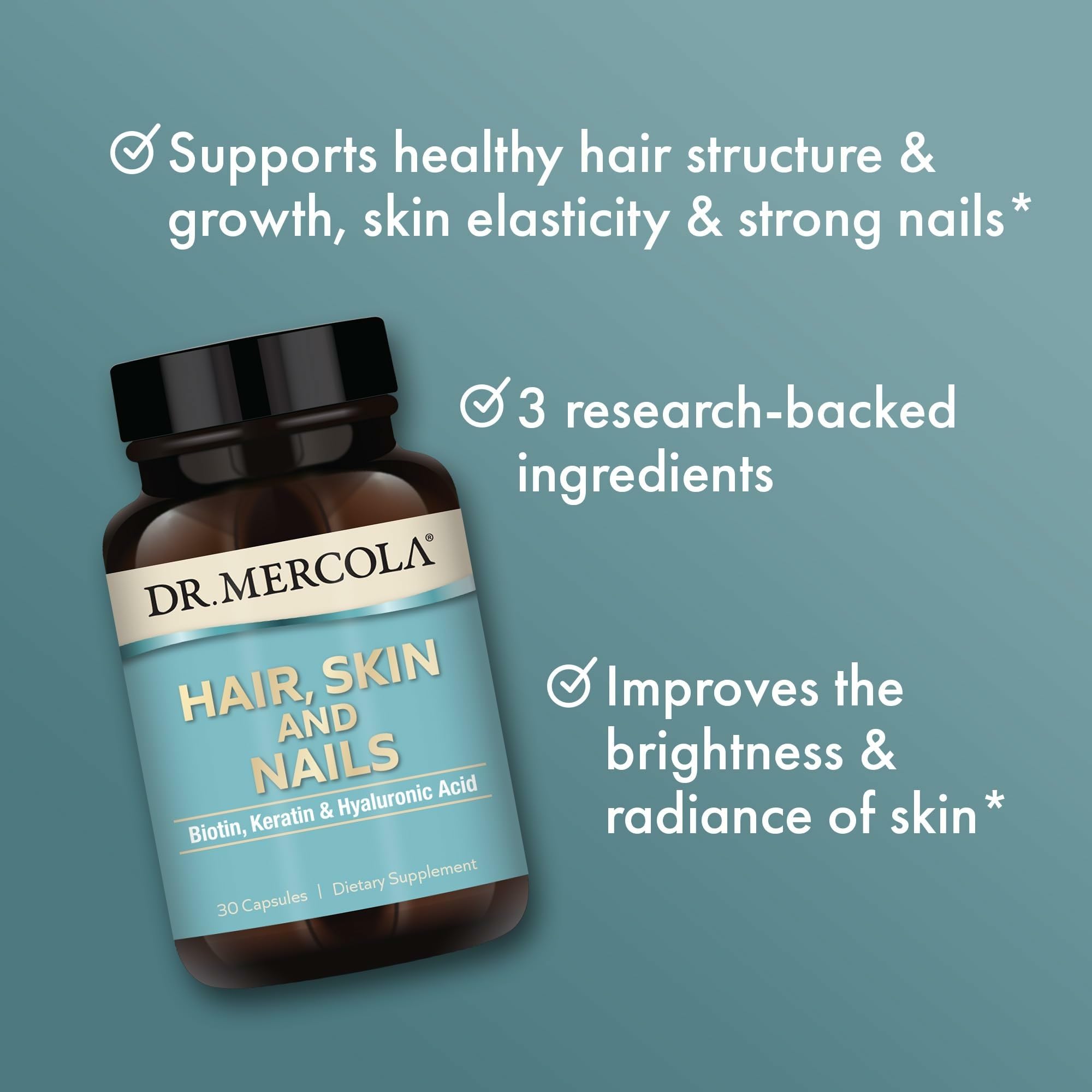 Dr. Mercola cápsulas junto a una regla para comparar tamaño