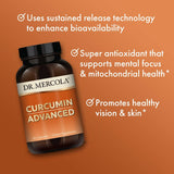 Dr. Mercola etiqueta con información nutricional y curcuminoides