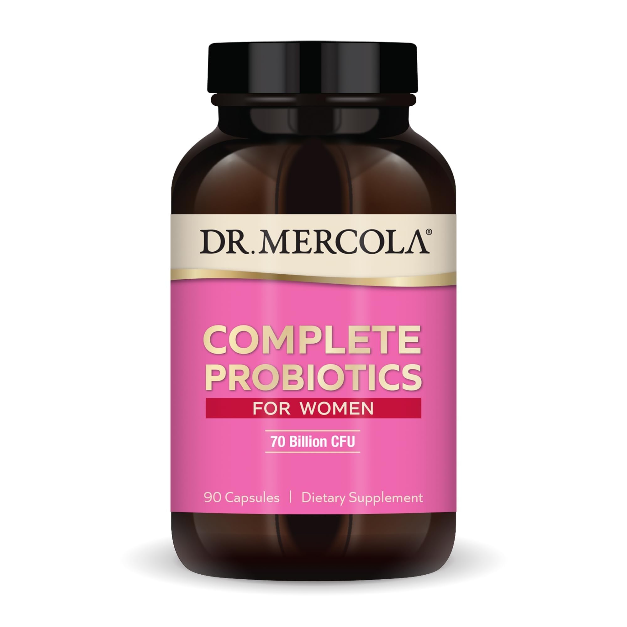 Dr. Mercola envase frontal Complete Probiotics for Women mostrando beneficios