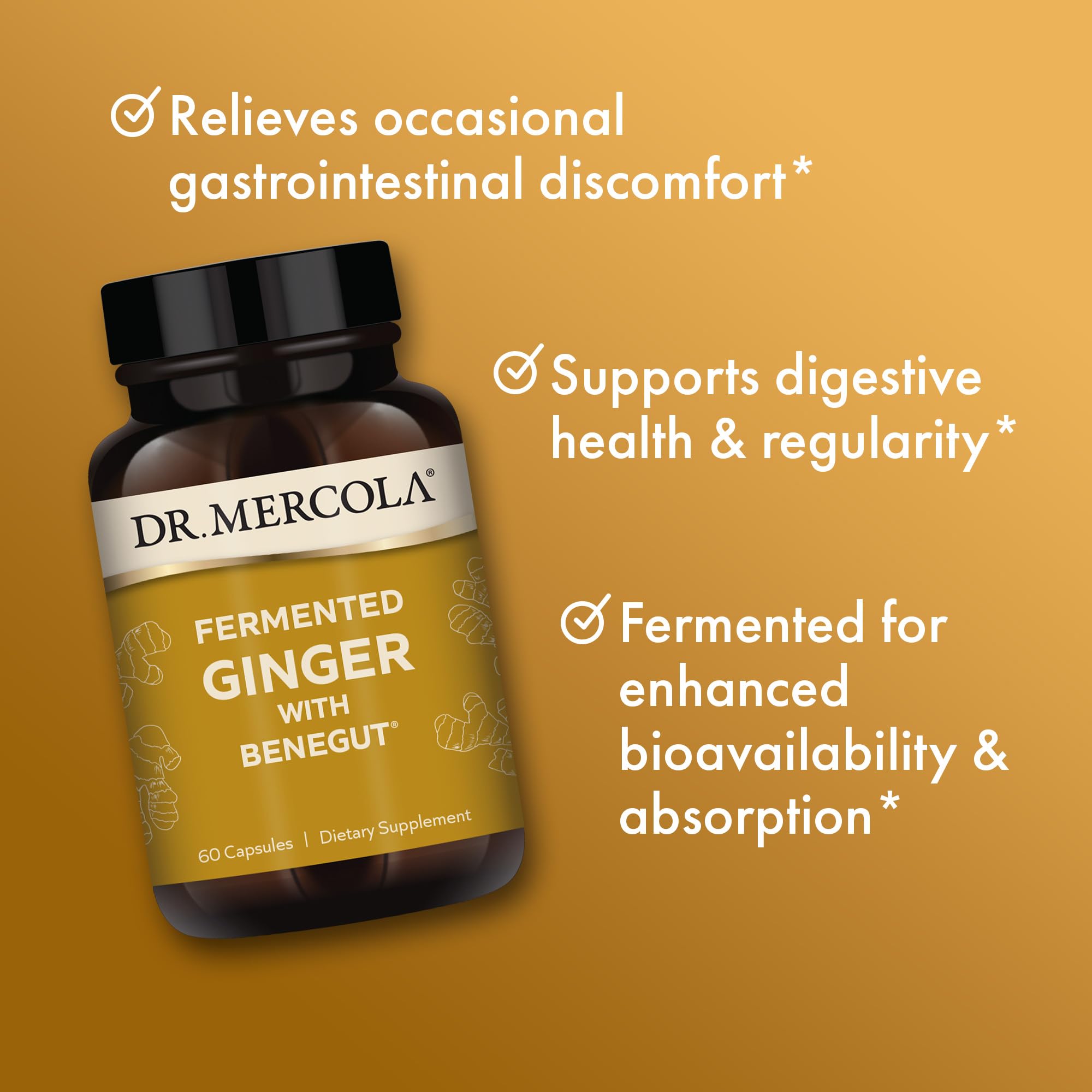 Dr. Mercola etiqueta con ingredientes y Benegut resaltado para ver transparencia y origen