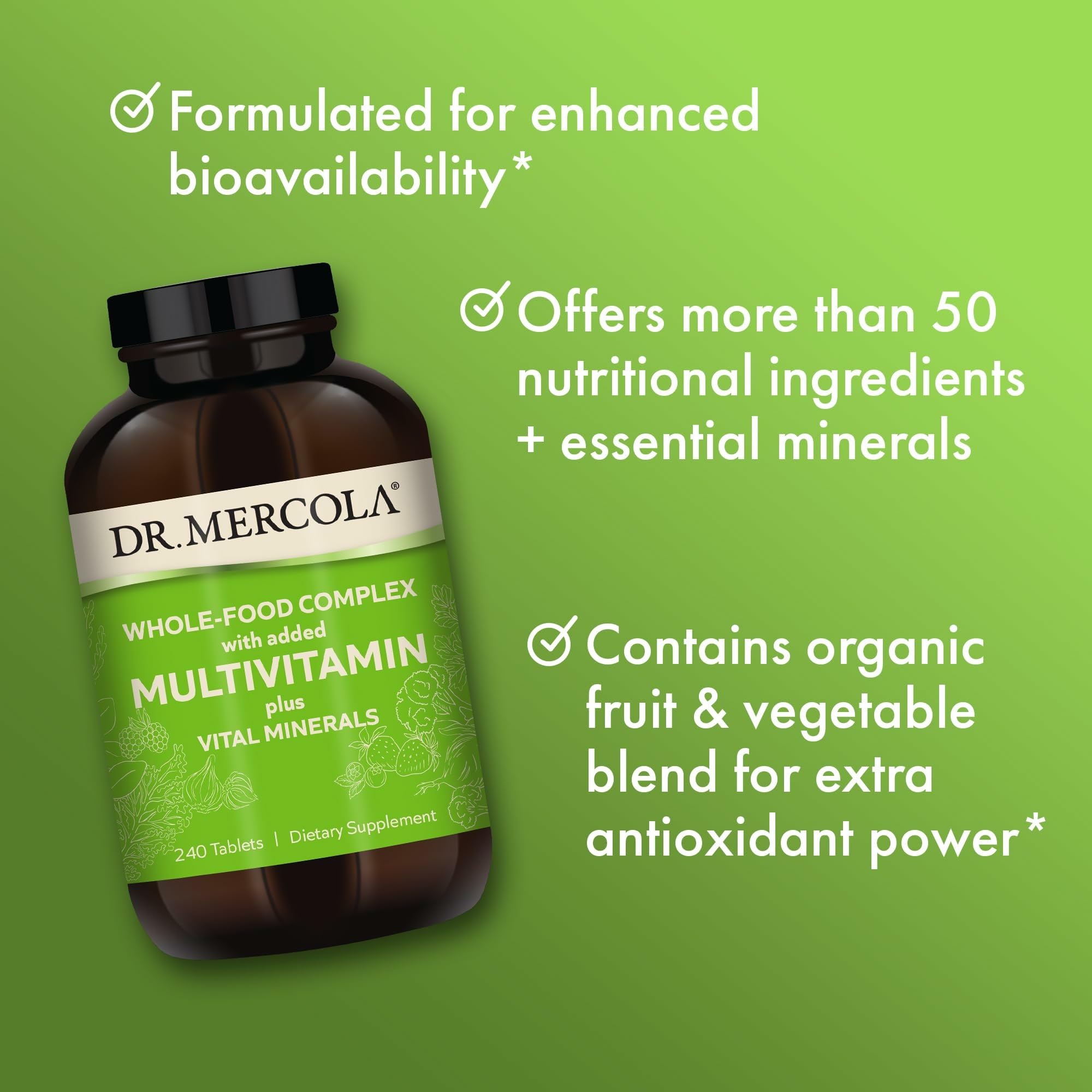 Dr. Mercola etiqueta de ingredientes para transparencia y composición