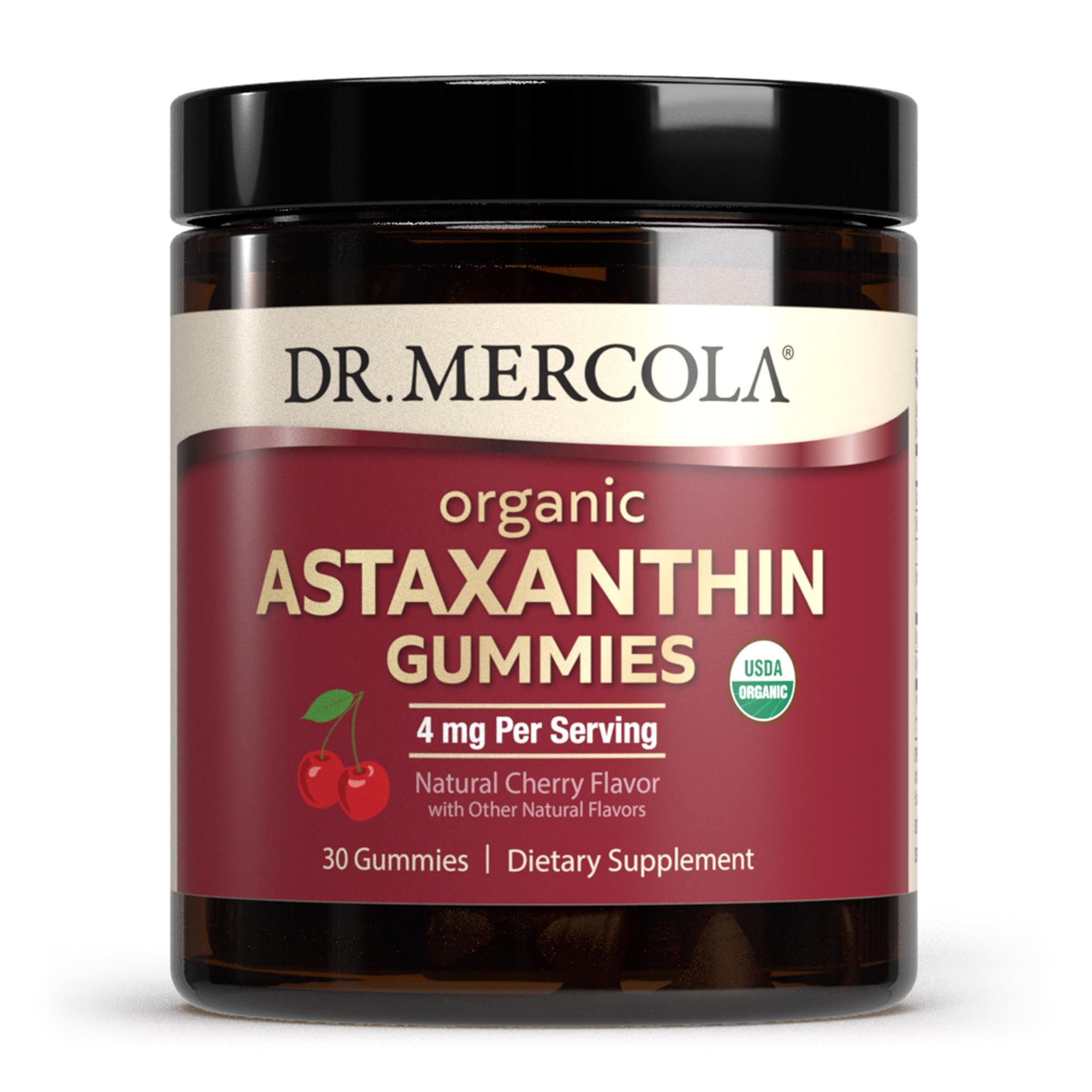 Dr. Mercola frasco frontal mostrando 30 gominolas y etiqueta clara