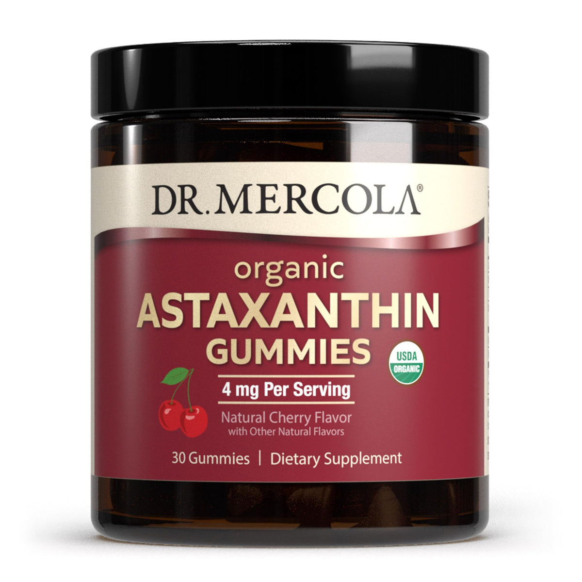 Dr. Mercola frasco frontal mostrando 30 gominolas y etiqueta clara