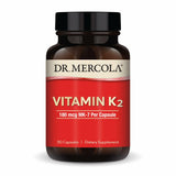 Dr. Mercola envase frontal mostrando K2 180 mcg y beneficios claros