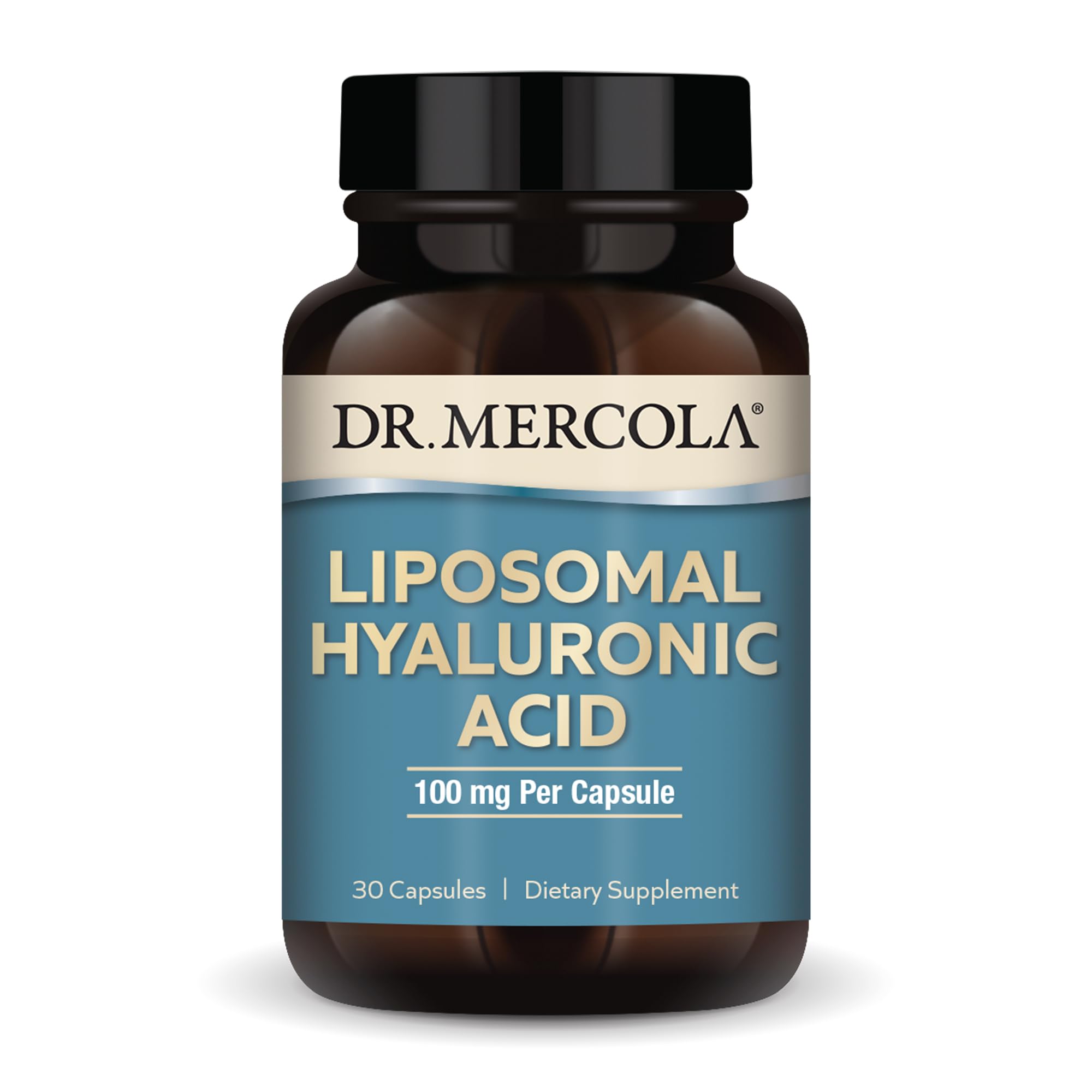 Dr. Mercola envase frontal mostrando etiquetas y beneficios visibles