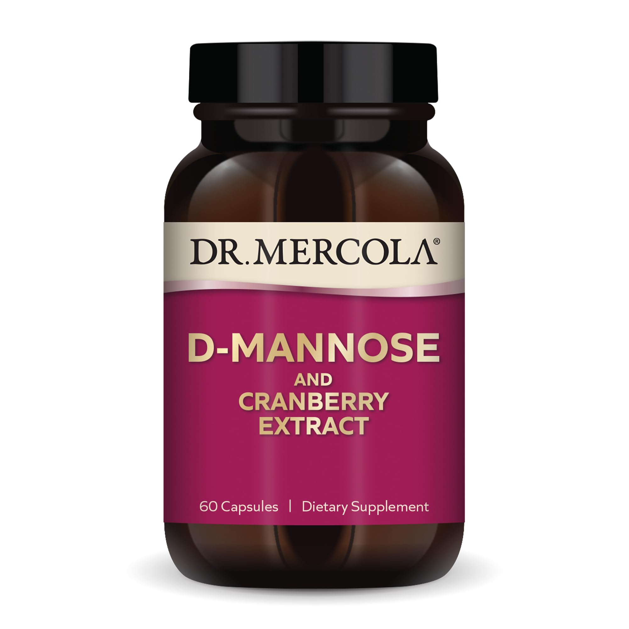 Dr. Mercola frasco frontal mostrando etiqueta clara y beneficio de apoyo urinario