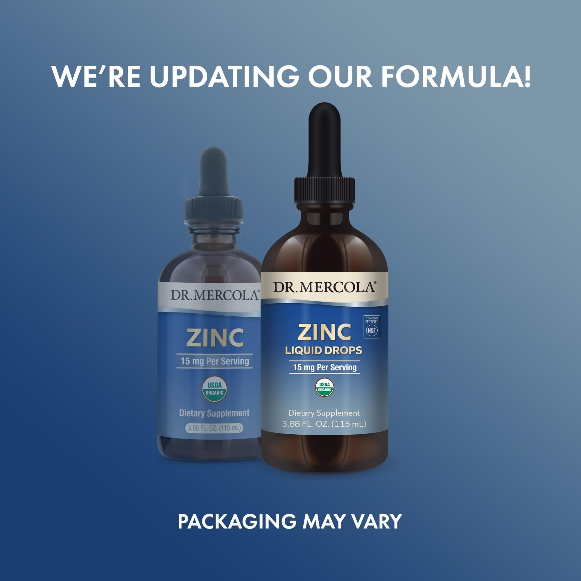 Dr. Mercola gotas mezcladas en vaso de agua, beneficio de consumo versátil