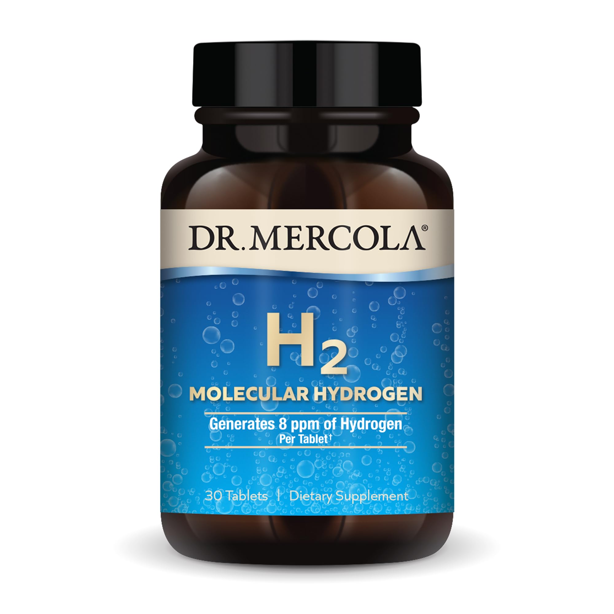 Dr. Mercola envase frontal mostrando 30 tabletas y beneficios visibles