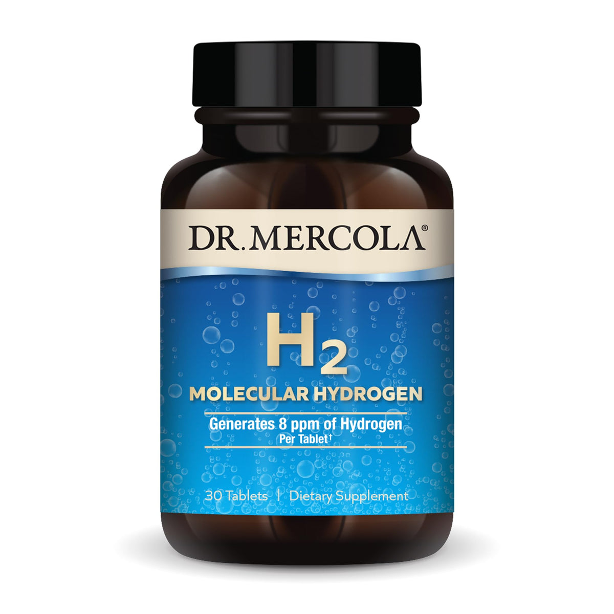 Dr. Mercola envase frontal mostrando 30 tabletas y beneficios visibles