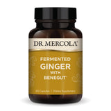 Dr. Mercola frontal del empaque mostrando suplemento de jengibre fermentado y beneficios digestivos
