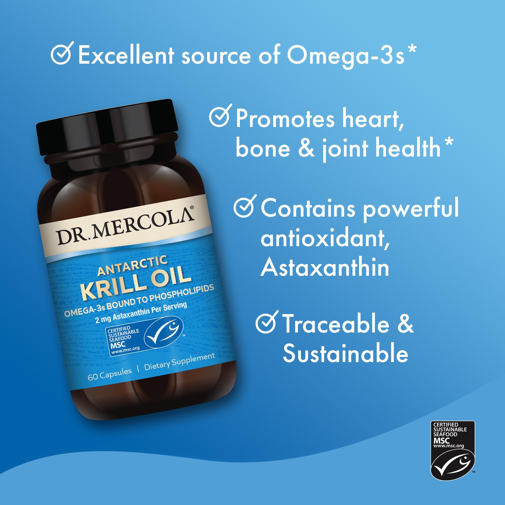 Dr. Mercola etiqueta con ingredientes y concentración de EPA y DHA