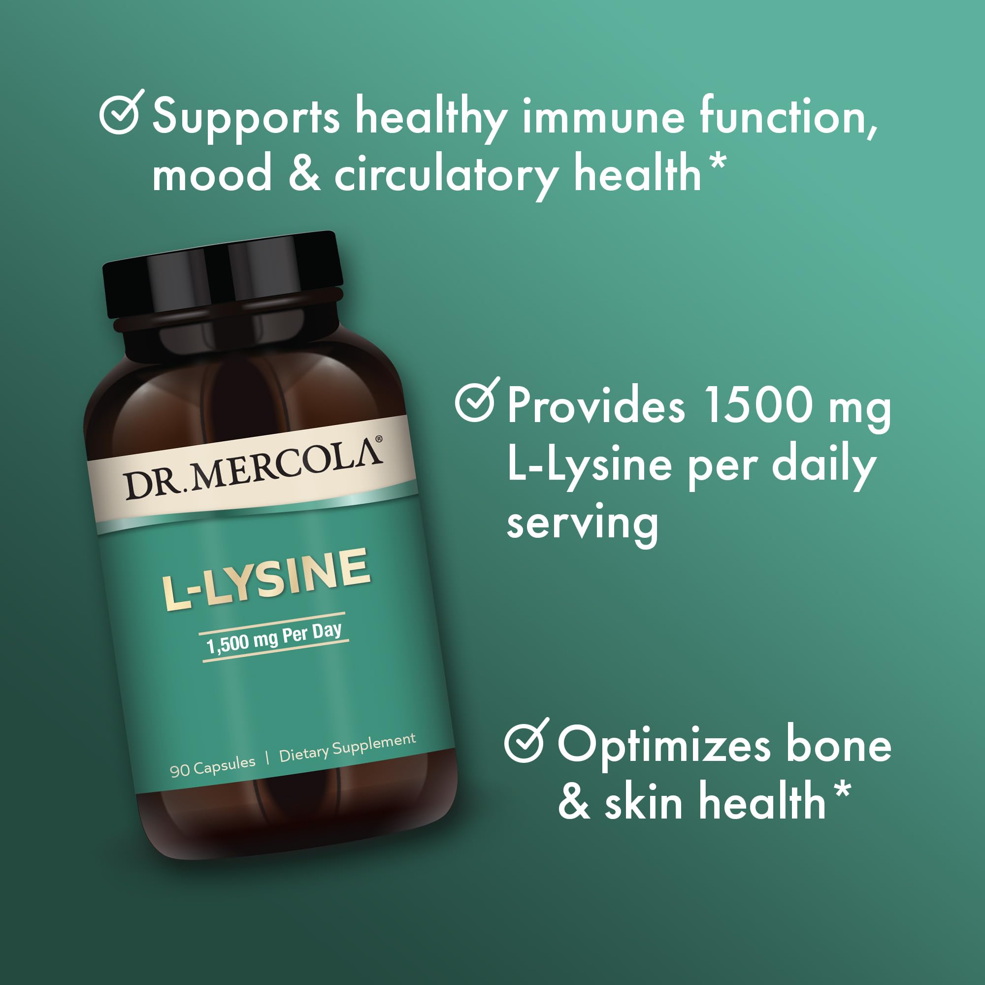 Dr. Mercola etiqueta nutricional con detalles de 1.500 mg por porción