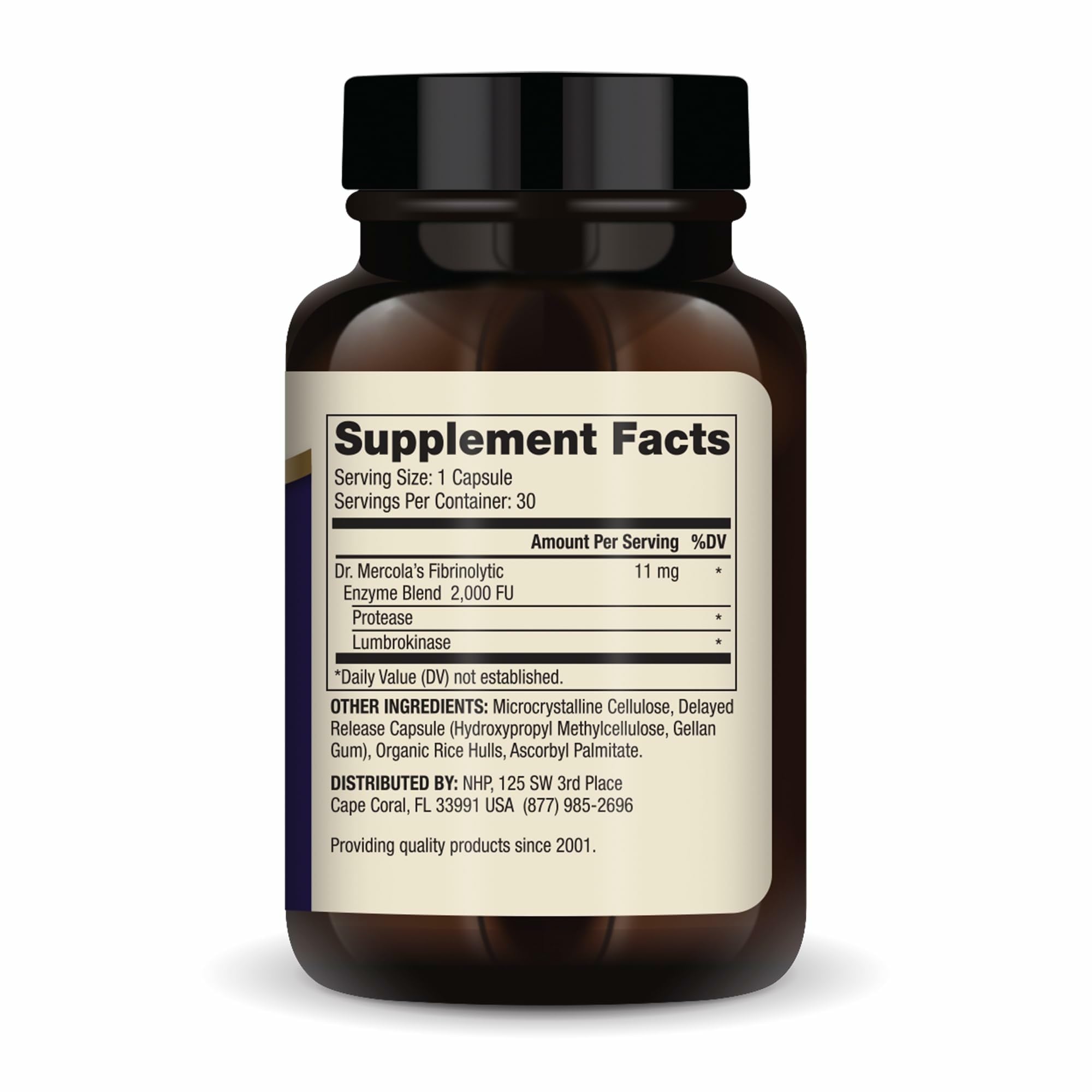 Dr. Mercola primer plano de cápsula para apreciar textura y tamaño