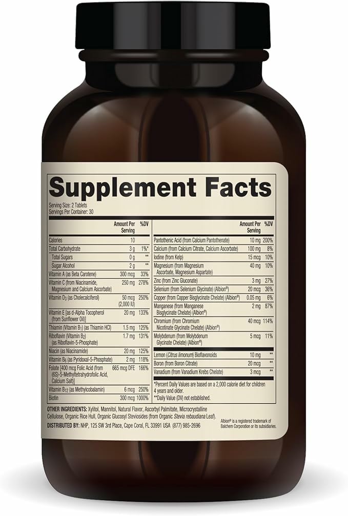 Dr. Mercola textura de tableta masticable en primer plano, fácil de masticar