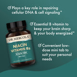 Dr. Mercola frasco abierto con tabletas visibles, acceso cómodo