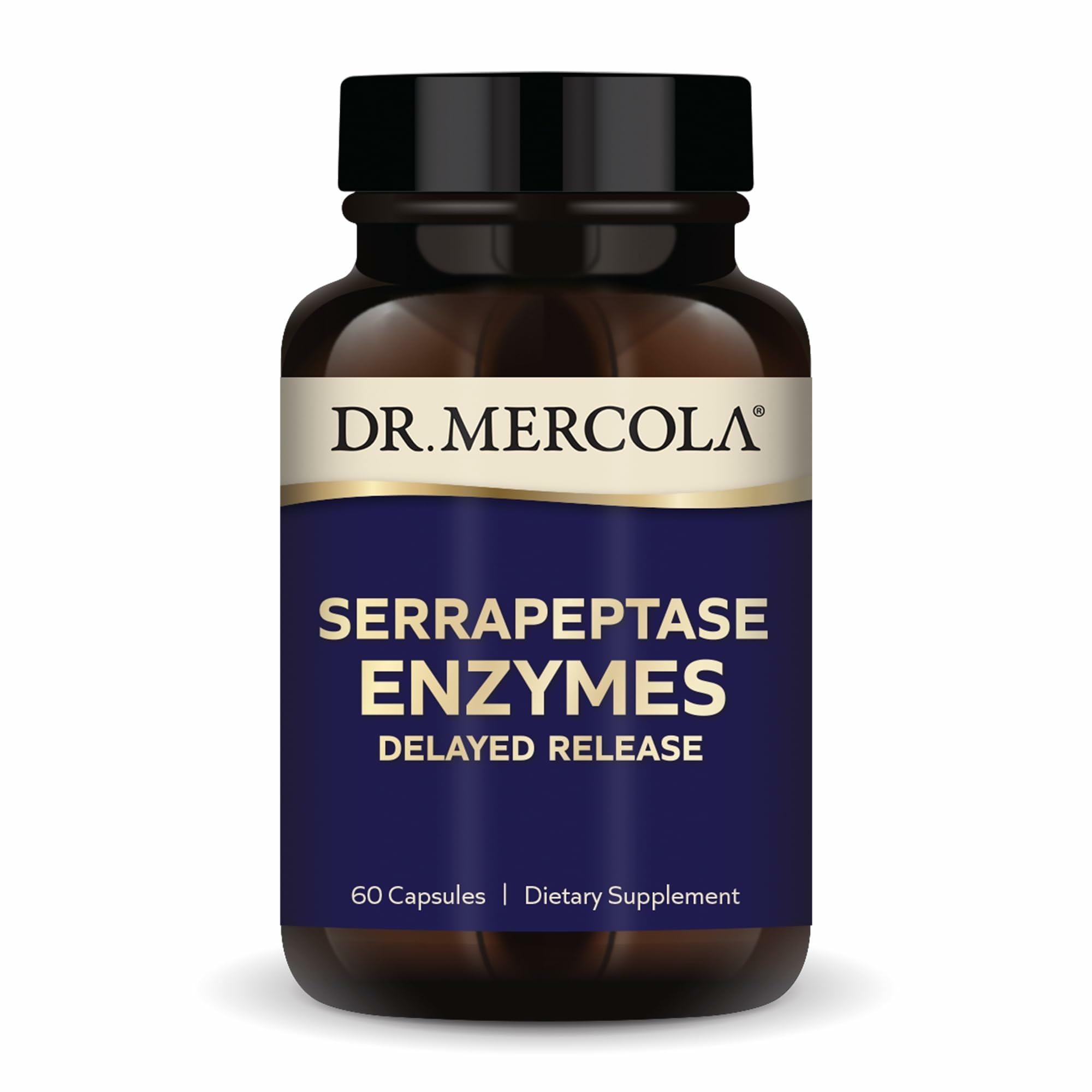 Dr. Mercola frasco frontal mostrando etiqueta clara y beneficio de potencia