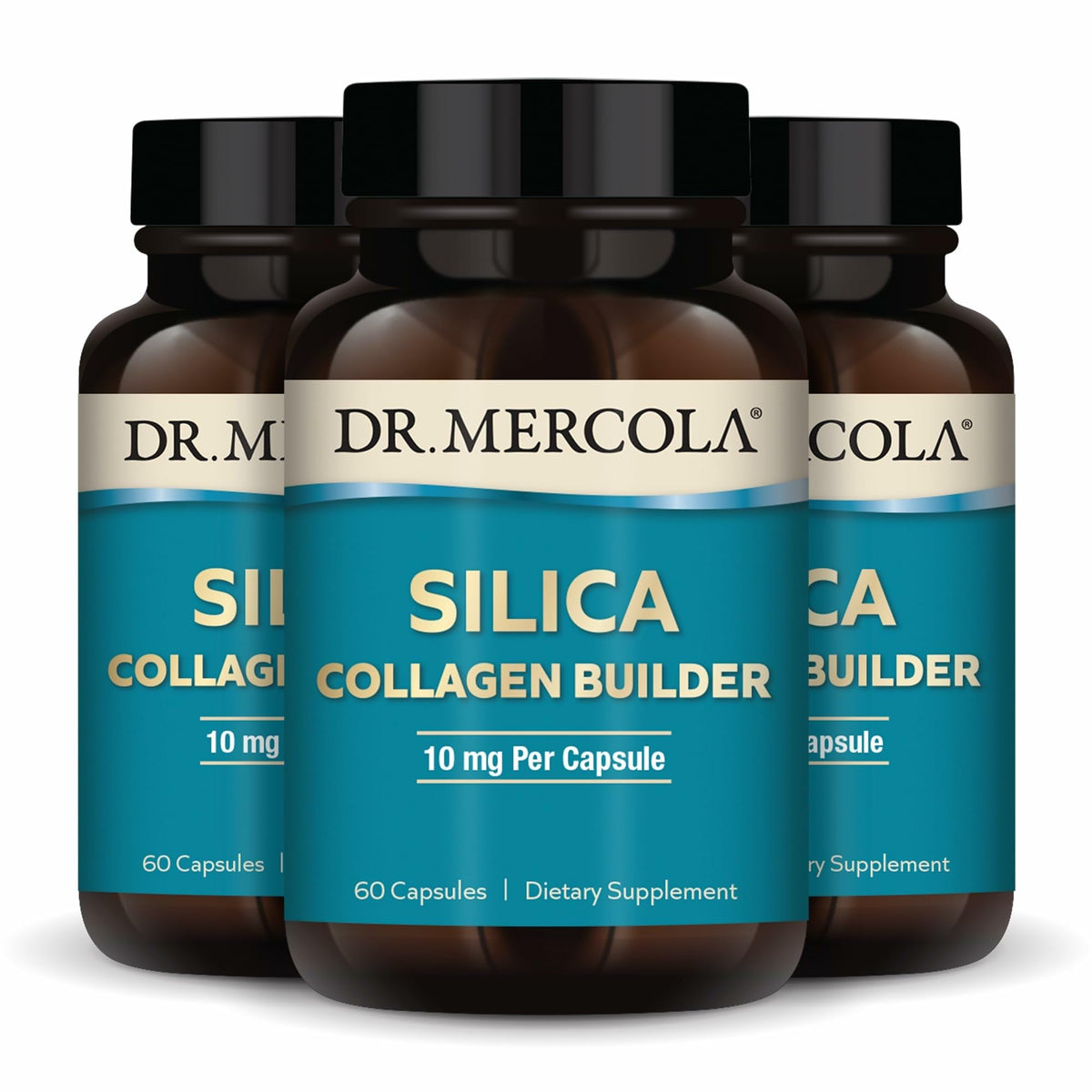 Dr. Mercola envase frontal mostrando la marca y beneficios del producto