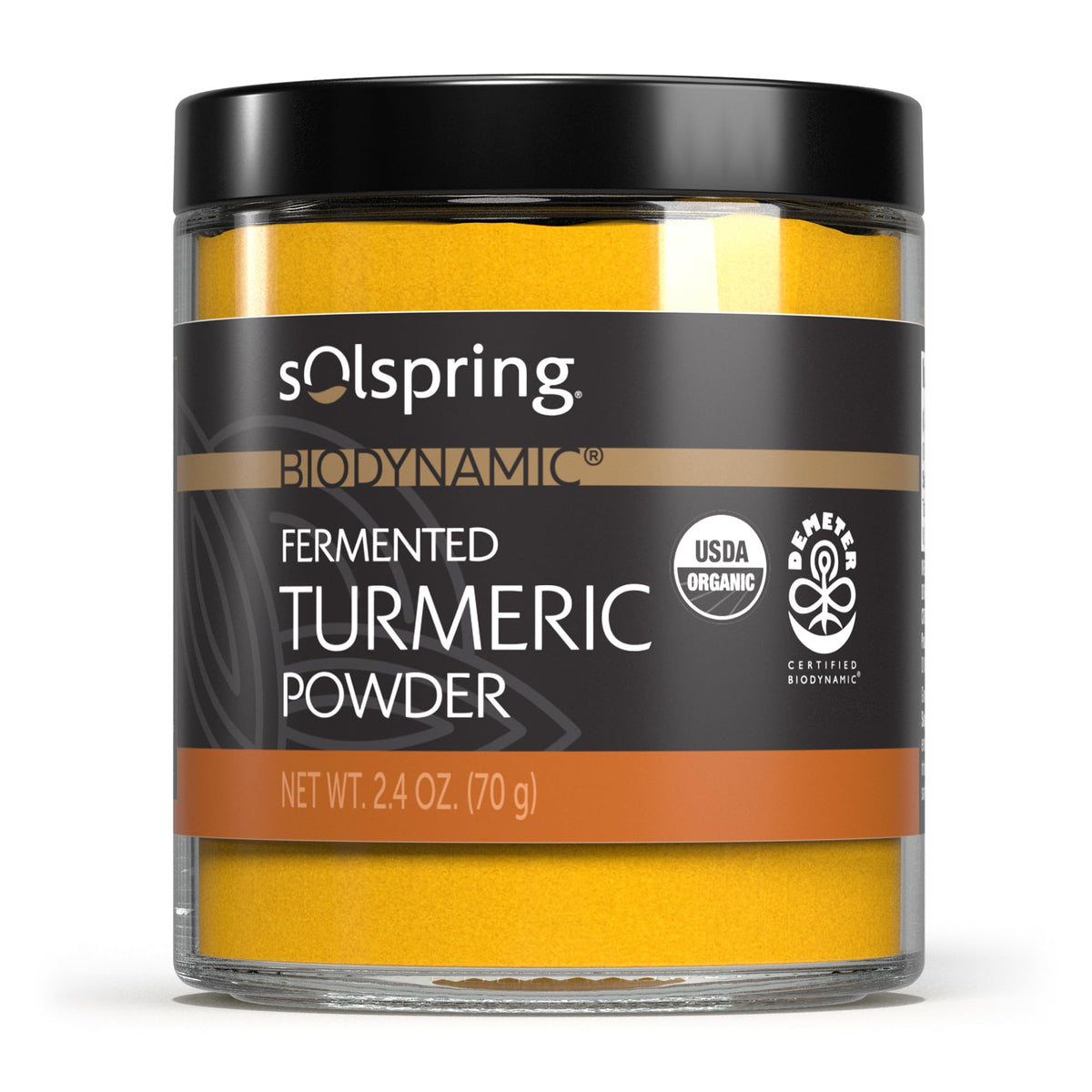 Dr. Mercola Solspring caja frontal mostrando etiqueta biodinámica y beneficios