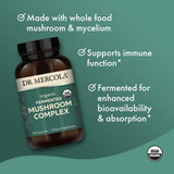 Dr. Mercola polvo de micelio resaltando textura y pureza