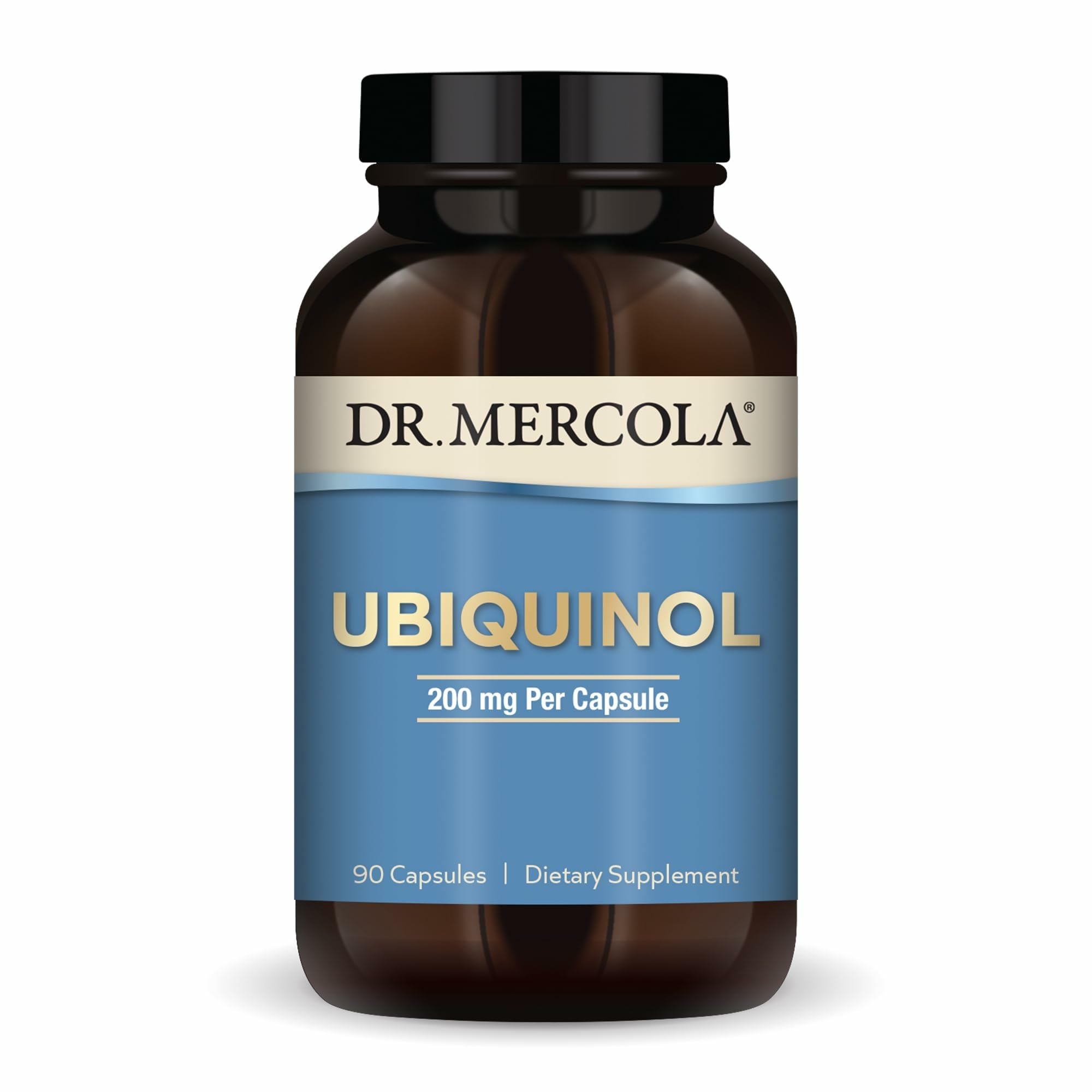 Dr. Mercola botella frontal mostrando 90 cápsulas y ventajas