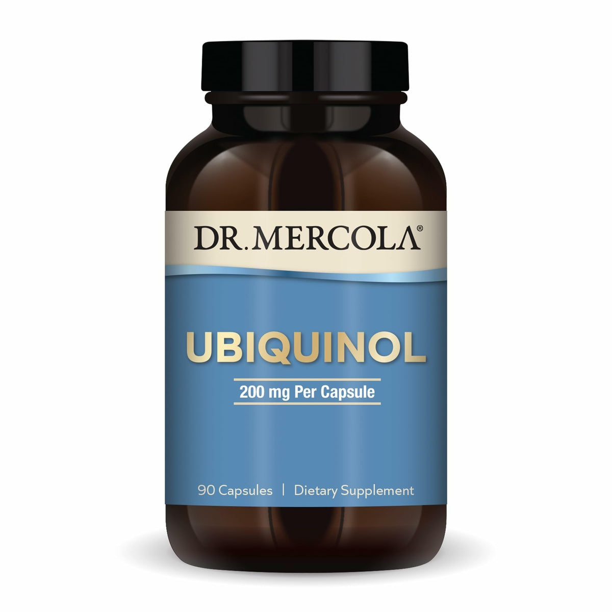 Dr. Mercola botella frontal mostrando 90 cápsulas y ventajas