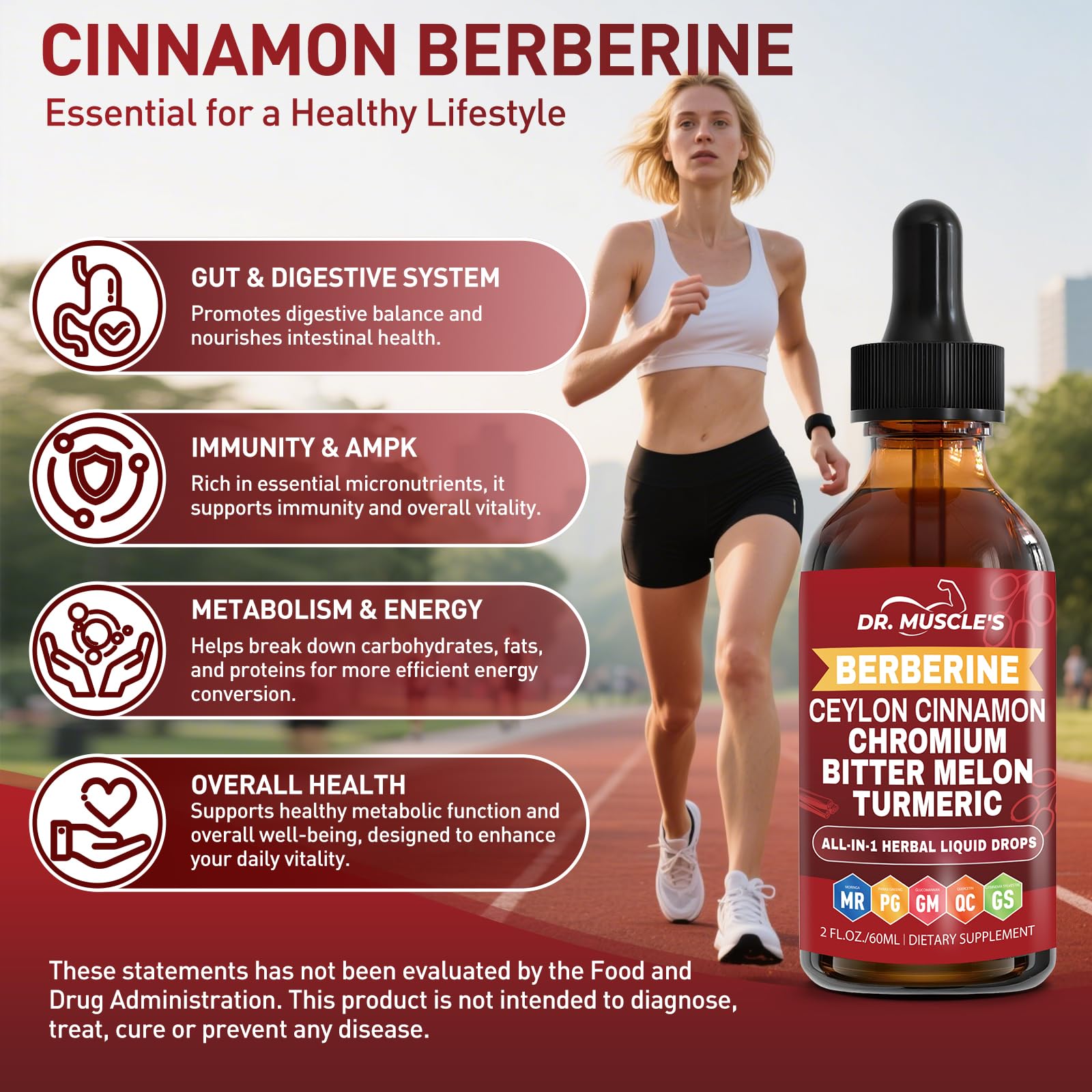 DR. MUSCLE'S producto en cocina junto a bebidas para uso cotidiano
