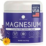 Dr. Robaina envase frontal de la crema de magnesio y lavanda mostrando etiqueta clara y beneficios