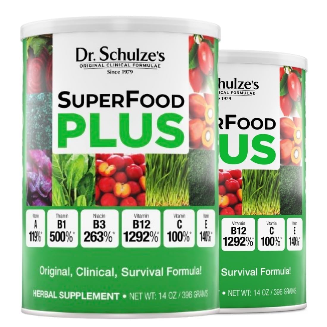 Dr. Schulze's frasco frontal que muestra la marca y formato 14 oz, aporta confianza