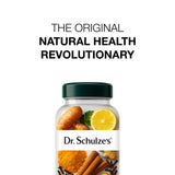 Dr. Schulze's etiqueta nutricional mostrando vitaminas y cantidad por porción