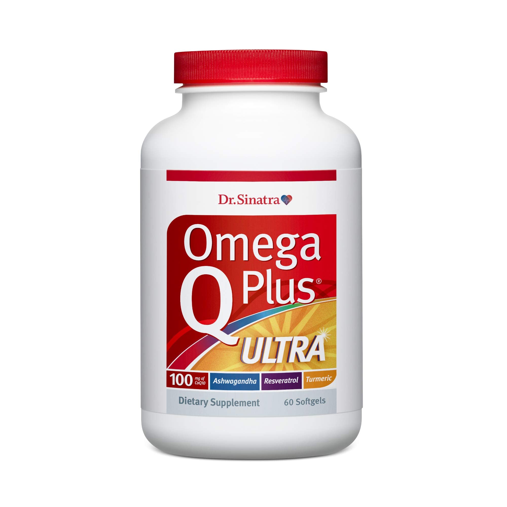 Dr. Sinatra frasco frontal del producto mostrando la marca y beneficio cardiovascular
